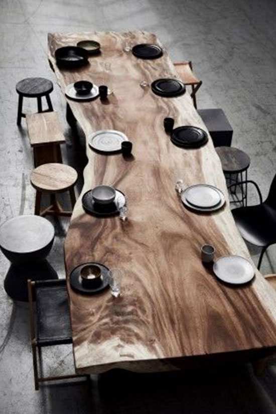 Décoration table industriel noir bois naturel