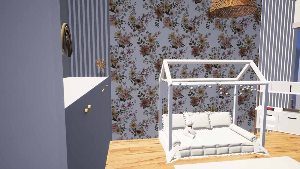 Chambre chaleureuse élégant vintage floral tapisserie charme décoration agencement Toulouse Lmdeco