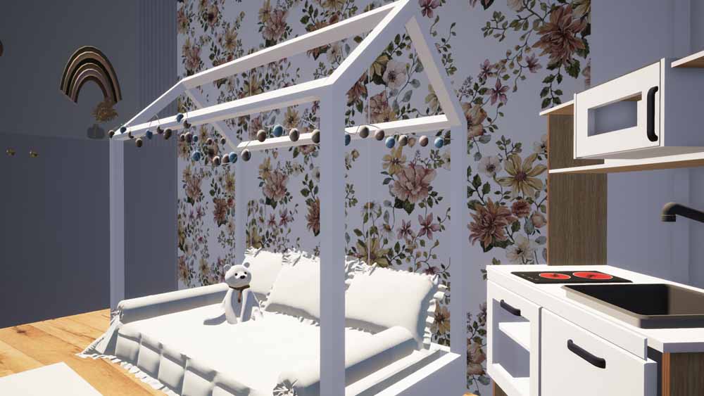 Chambre chaleureuse élégant vintage floral tapisserie charme décoration agencement Toulouse Lmdeco