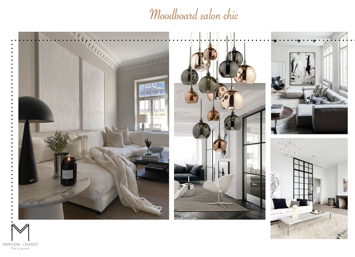 Moodboard décoration d'intérieure pour un salon chic