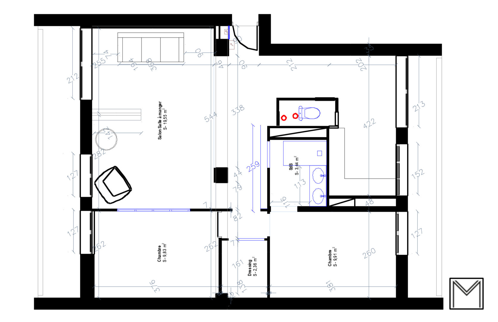 Prise de mesures et côtes d'une maison et appartement