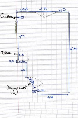 Schéma et mesures d'une maison