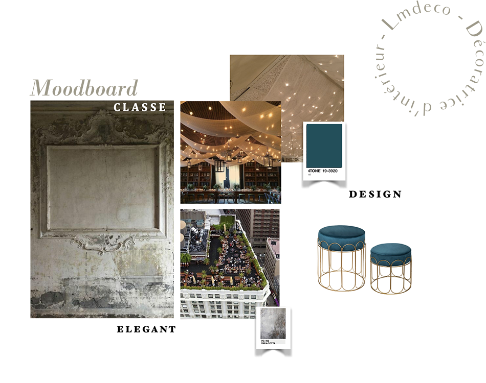 Moodboard décoration terrasse extérieure Rooftop