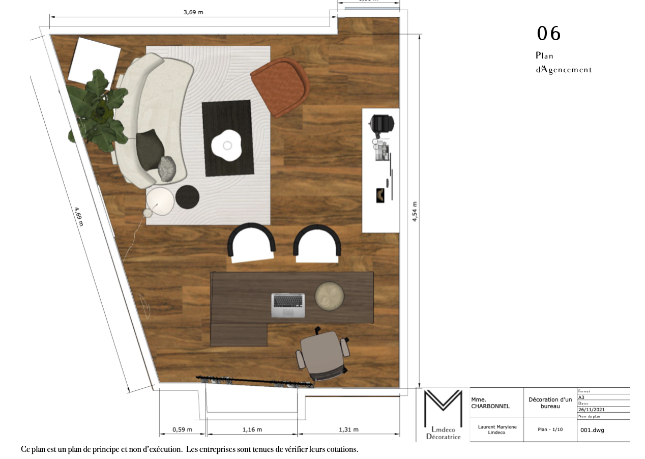 Un plan vue de dessus d'un bureau design