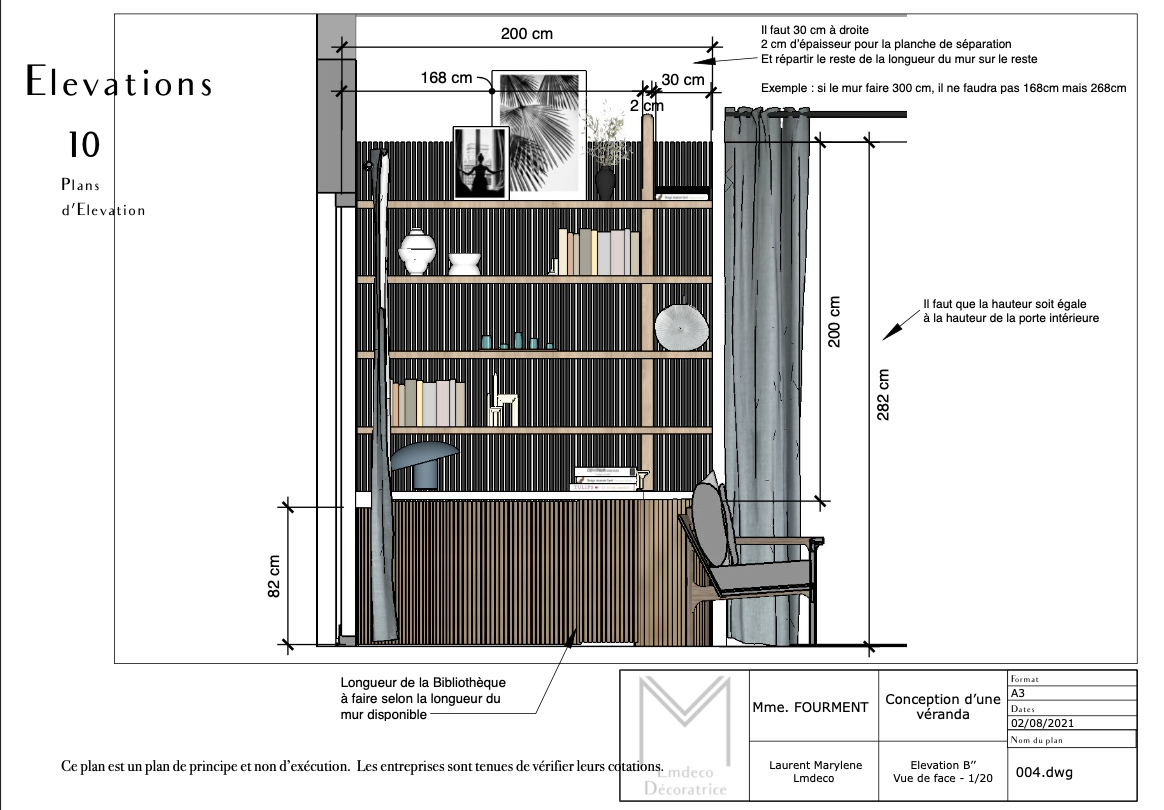 Plan pour une bibliothèque sur mesure en bois