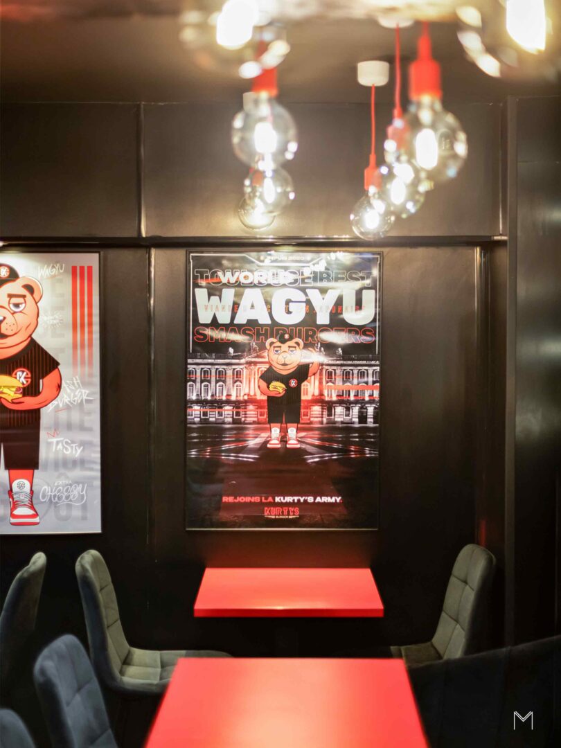 affiches de restaurant avec mascotte