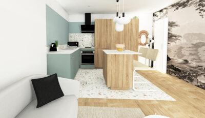 visuel 3D d'une cuisine réalisée par lmdeco architecte d'intérieur