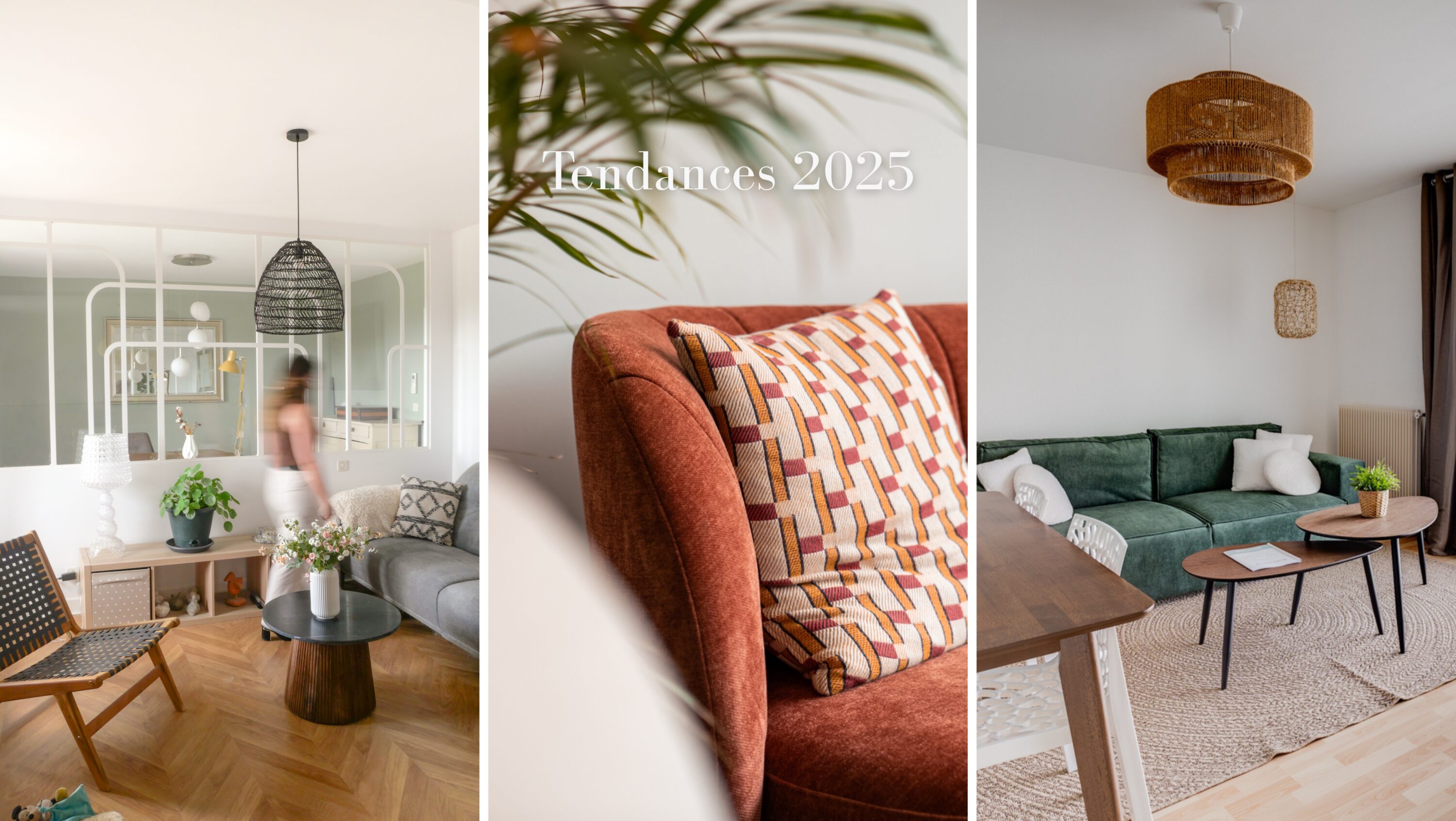 Intérieur moderne, canapé vert, coussins colorés, plantes, luminaires, architecte intérieur toulouse, décoratrice interieur toulouse